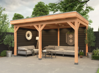 Douglas overkapping met overstek 300x600cm+wanden